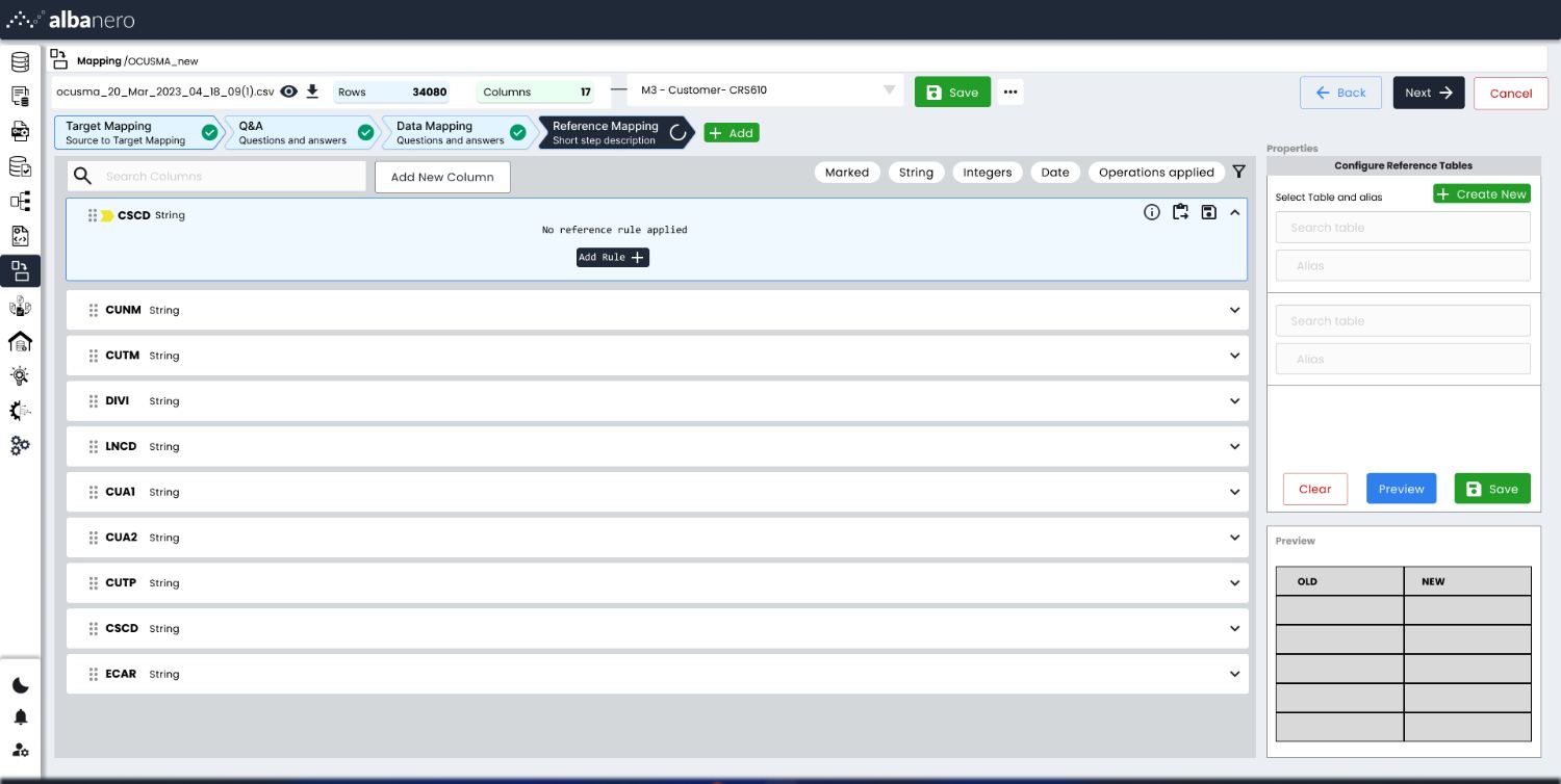 Reference mapping step before any rule is applied