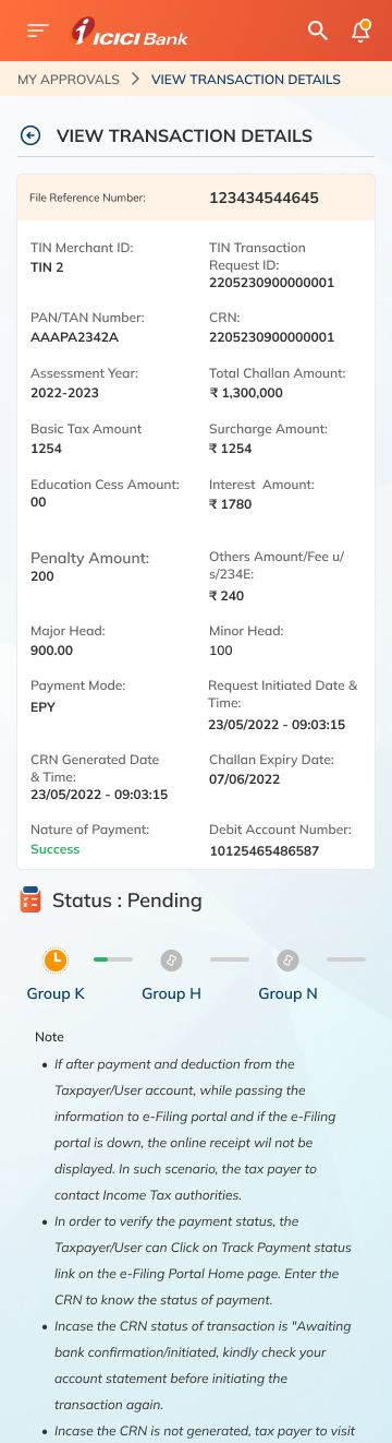 Transaction detail page